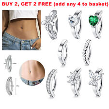 Belly Bars Navel Button Clicker Bar Ring CZ Gem Plain Body Piercing Jewellery for sale  Shipping to South Africa