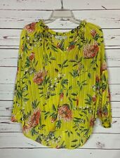 Blusa LOFT Feminina LP Grande Pequena Amarela Floral Decote V Bonita Top Camisa comprar usado  Enviando para Brazil