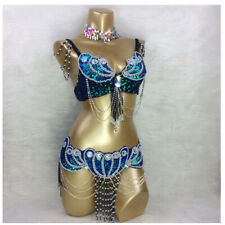 Sexy belly dance costume set BRA + belt + necklace 3piece performance costume for sale  Shipping to South Africa