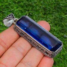 Used, Blue Tanzanite Gemstone Handmade 925 Sterling Silver Jewelry BaguetteCut Pendant for sale  Shipping to South Africa
