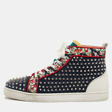 Christian Louboutin Tricolor Leather and Fabric Louis Spikes High-Top Sneakers for sale  Shipping to South Africa