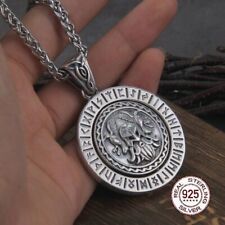 Used, 925 Sterling Silver Zeus & Rune Rotating Viking Pendant Necklace 20In Chain for sale  Shipping to South Africa