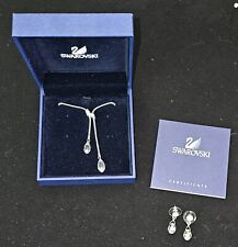 SWAROVSKI Crystal Clear Double Chain Teardrop Necklace & Earrings Set W/Box for sale  Shipping to South Africa