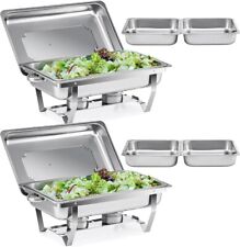 Used, 2 Set Chafing Dish Buffet Set Stainless Steel 9L Catering Pans with Lids for sale  Shipping to South Africa