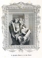 Arte cristiano, El profeta Daniel y el rey David... Grabado antiguo... 1858 segunda mano  Embacar hacia Argentina