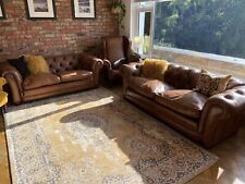 tan leather chesterfield sofa for sale  BARRY
