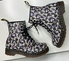 DR MARTENS Black Leather Ladies Floral 8 hole Boots UK Size 4 for sale  Shipping to South Africa