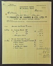1940 Francis W. Harris & Co., equipo eléctrico, Piccadilly, factura Hanley segunda mano  Embacar hacia Argentina