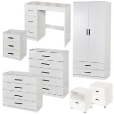 White Wooden Bedroom Furniture Cabinet Chest of Drawers Dressing Table Wardrobe, used for sale  Shipping to South Africa