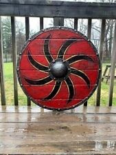 Warrior Shield da Parete Rosso Viking di Legno Medievale Collezione comprar usado  Enviando para Brazil