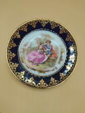 Assiette porcelaine de Limoges décor Fragonard bleu de four scène galante d'occasion  Bourganeuf