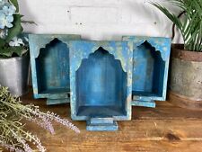 Prateleira de parede vintage azul recuperada indiana madeira arqueada templo prateleiras de exibição comprar usado  Enviando para Brazil