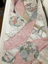 @@ Tela de seda kimono japonés vintage / tejido liso, base blanca, floral PA7 segunda mano  Embacar hacia Argentina