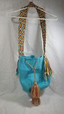 Mochila de crochê Wayuu bolsa tiracolo feita à mão artesãos azul BOHO cordão de desenho comprar usado  Enviando para Brazil