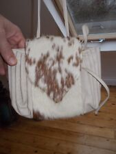 Leather and Nguni Hide Handbag, Women, Small Shoulder Bag, White and Beige,  for sale  Shipping to South Africa