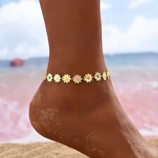 Tornozeleira feminina em forma de flor com miçangas cor doce pulseira de tornozelo delicada ajustável comprar usado  Enviando para Brazil