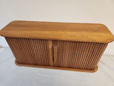 MCM Teak Wood Tambour  Roll Top Wall Shelf Storage Cabinet 21" Long EPPCO VTG for sale  Shipping to South Africa