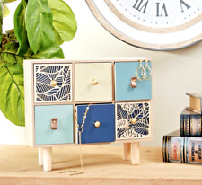 Mini cômoda Grayson Lane azul 6 gavetas madeira caixa de joias independente comprar usado  Enviando para Brazil