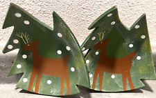 Usado, Bandeja de árbol de Navidad plato de reno de pino para decoración conjunto de 2 segunda mano  Embacar hacia Argentina