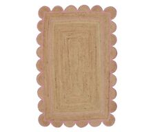 Usado, Alfombra de yute vieira rectangular trenzada granja alfombra rosa aspecto rústico alfombra de área segunda mano  Embacar hacia Argentina