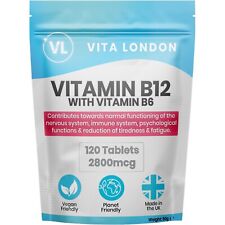 Vitamina B12 + B6 - 120 tabletas - 2800 mcg - reduce el cansancio y la fatiga - vegano segunda mano  Embacar hacia Argentina
