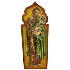 Vintage Russian Icon Noah Tablet Scroll Wood Hand Painted Russia Religious for sale  Shipping to South Africa