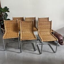 6 sillas de comedor vintage tejidas de ratán voladizo cromadas tubulares estilo Texta de los años 80 segunda mano  Embacar hacia Mexico