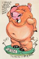 Postcard Ephemera Pig Weigh Cartoon Novelty Funny Humor Laugh Scale Tilt, used for sale  Southington
