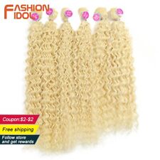 Curly Hair Weave Bundles 613 Blonde Synthetic Hair Extensions 6 PC 20 22 24 inch for sale  Shipping to South Africa