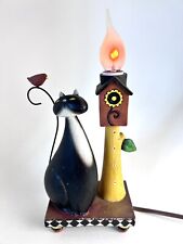 Lâmpada de vela caprichosa rústica decoração para casa gato preto e cardinal com casa de pássaros 9 1/2" comprar usado  Enviando para Brazil