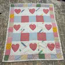 Vintage Handmade Baby Toddler Bed Crib Heart Blanket Quilt for sale  Shipping to South Africa
