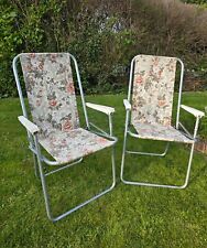 Vintage Floral Garden Deck Chairs Campervan Camping 70's 60s Made In Britain X 2, used for sale  Shipping to South Africa