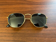 Pre-Owned Ray Ban RB3548N Sunglasses Hexagonal Flat Lenses Gold Frame Size 51M for sale  Shipping to South Africa
