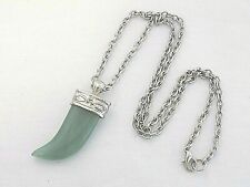 Used, Vintage Jadeite Tiger Claw Pendant Silver Tone Chain Necklace for sale  Alamogordo