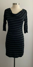 Ann Taylor Loft Black and Gray Striped Draped Neckline Dress sz Medium, usado comprar usado  Enviando para Brazil