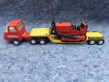 Used, Mini Tonka Truck Lowboy Flatbed Semi Tractor Trailer + Bulldozer 11 Inch Used  for sale  Grayslake