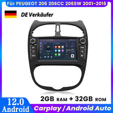 CarPlay 7" Radio samochodowe do PEUGEOT 206 206CC 206SW 2001-2016 Android12 GPS NAVI BT na sprzedaż  Wysyłka do Poland