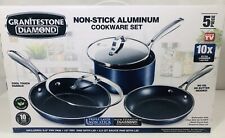 Granitestone Diamond Nonstick Pots and Pans Set 5 Piece 5 Cookware Set, Blue for sale  Shipping to South Africa