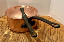 ANTIQUE HAVARD FRANCE HAMMERED COPPER LIDDED 8" PAN CAST IRON HANDLES XLNT, used for sale  Shipping to South Africa
