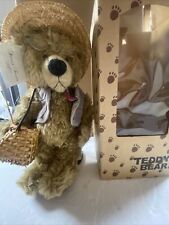 Teddy Bear Plush W/Pipe in fishing outfit glasses with Stand & Box Sweet Treats for sale  Shipping to South Africa