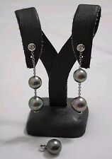 Mikimoto 18k White Gold Diamond Stud Tahitian Pearl Earrings / Pendant Not Scrap for sale  Shipping to South Africa