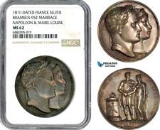 AJ330, Francia, Napoleón I, Medalla de Plata 1810 de Andrieu, Matrimonio, NGC MS62 segunda mano  Embacar hacia Argentina