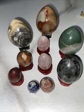 10 Pieces Natural Crystal Egg Shaped Carvings Mix Materials for sale  Shipping to South Africa