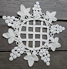Antique Vintage Crochet Lace Doily Lattice Weave Grape Leaf Table Mat Hand Made for sale  Shipping to South Africa