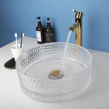 Crystal Wash Hand Basin Transparent Round Sinks & Waterfall Mixer Gold Faucet  for sale  Shipping to South Africa