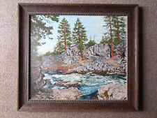 old original acrylic oil Painting Forest River landscape Impressionist Signed for sale  Shipping to South Africa