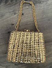 Usado, Bolsa de noite vintage RODO Itália cesta de ouro alça de corrente tecida designer comprar usado  Enviando para Brazil