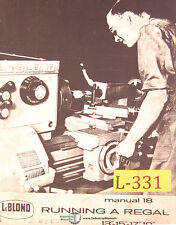 Leblond 13", 15 17 & 19, #18 Lathe Operations Maintenance and Parts Manual 1962, used for sale  Shipping to South Africa