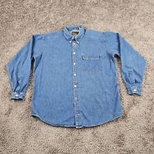 Used, VINTAGE Armani Shirt Mens Large L Blue Denim Long Sleeve 100% Cotton Casual for sale  Shipping to South Africa