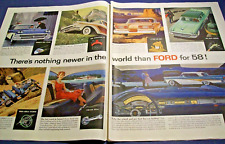 1958 Ford Fairlane large-mag 3-pg car ad -"Prover & approved around the world" for sale  Shipping to South Africa